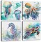4PCS Summer Sea Animals Room Wall Decor Jellyfish Sea Turtle